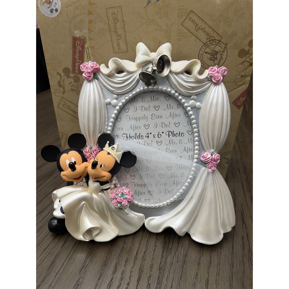 Disney Parks Mickey & Minnie Wedding Picture Frame 4x6 w/ Box